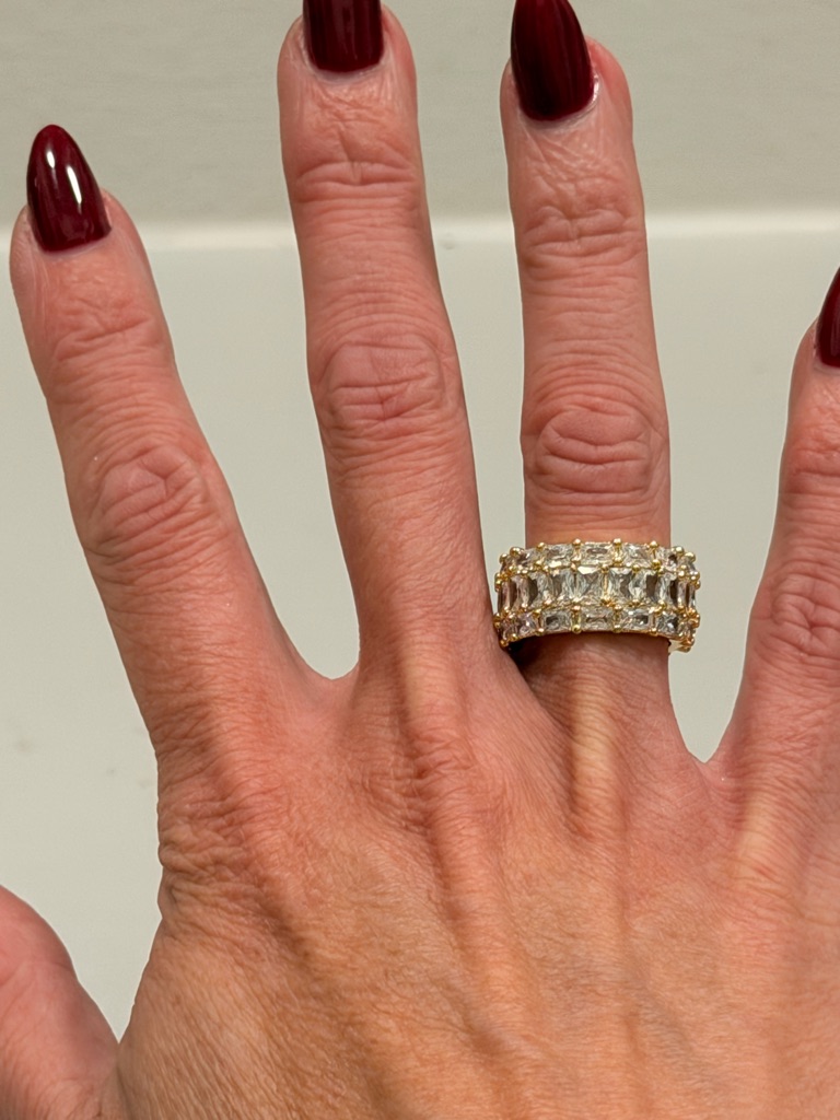 Bomb Party Nwot! Gold Multi-Row Clear Crystal Band Ring